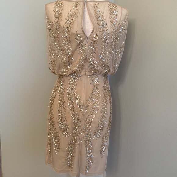 Aidan Mattox Sequined Gold and Champagne Dress Size 4 - Picture 8 of 11